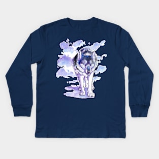 Stalking Wolf Kids Long Sleeve T-Shirt